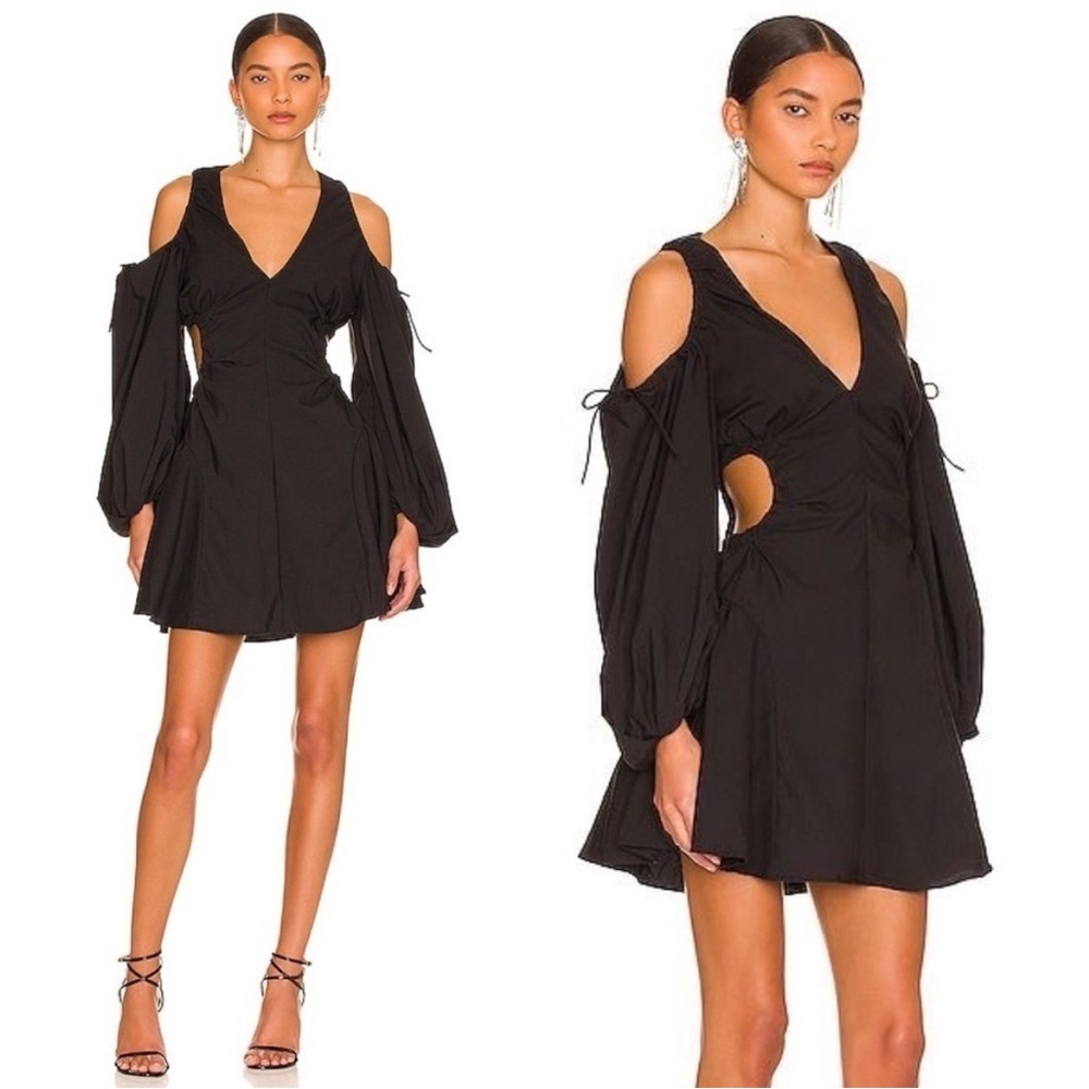 Bardot Apollo Mini Dress Black Cutout Cold Shoulder